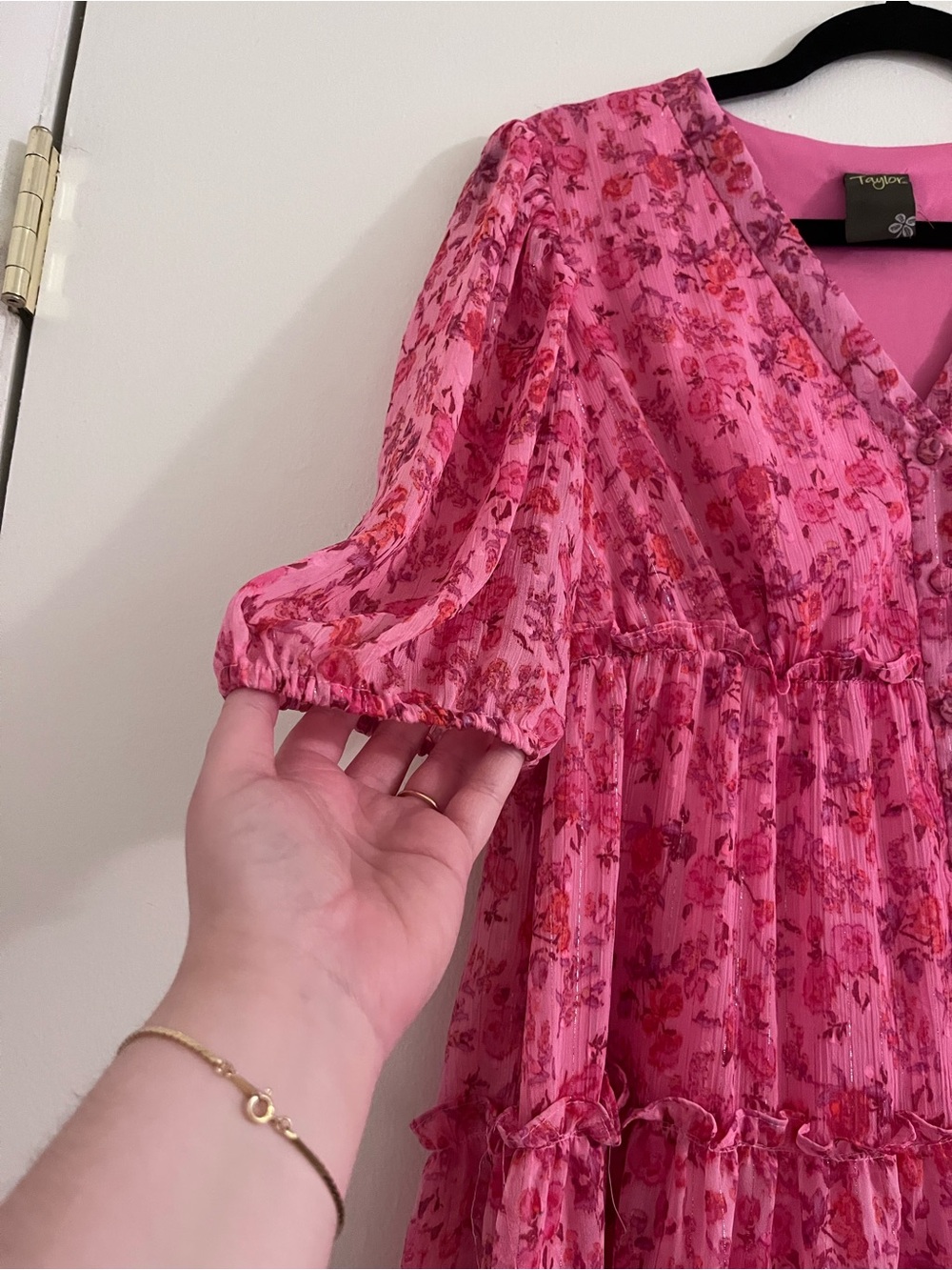 Taylor Pink Floral Ruffle Sundress - Cottagecore Style - Picture 3 of 11
